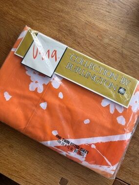 Vera for Burlington Orange & White Floral Twin Fitted Sheet